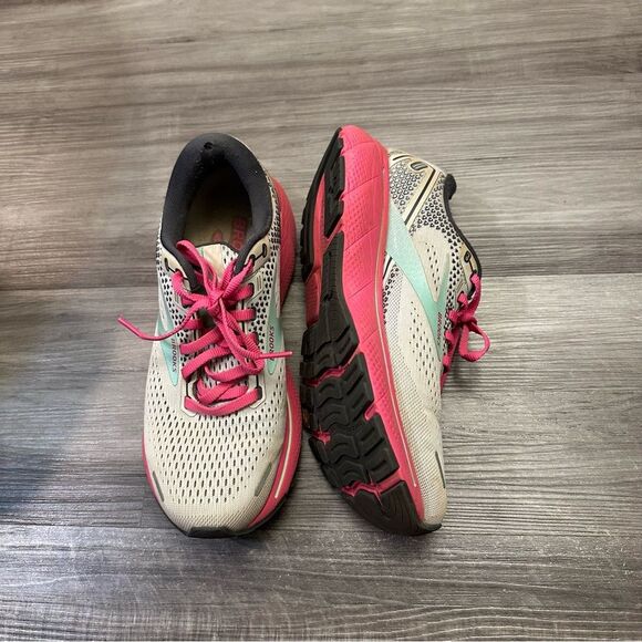 Brooks Ghost 14 Womens 8 Running Shoe Grey Pink Trainer Athletic Walking - Picture 5 of 13